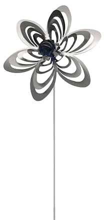 Skarat A3011 Gartenstecker Blume aus Edelstahl Dekoration rostfrei (Farbe Perle: dunkelblau) - Made in Germany