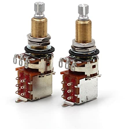 Bourns Potentiometer A500K 500K Push/Pull Audio Logarhythmische Achse 3/8 geriffelte Achse für E-Gitarre (2 Stück)