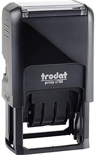 Trodat Printy 4750/L2 Datumstempel mit Text BEZAHLT, Selbstfärber, Abdruckfarbe blau-rot