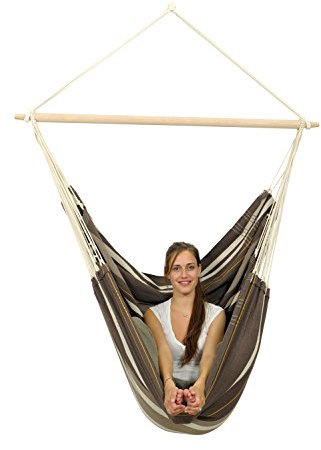 Amazonas - XXL Hängesessel Brasil Gigante | Hängesessel ohne Gestell mit großer Sitzfläche, handgefertigt in Brasilien | Belastbar bis 200 kg; Sitzfläche 2m x 1,4m; Stablänge 1,4m | Farbe: Café