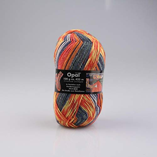 Opal Hundertwasser (425m) 4-fädiges Garn - Wollmischung, zum Stricken von warmen Socken mit einzigartigen Farbmustern, 1430, 1 x 100g