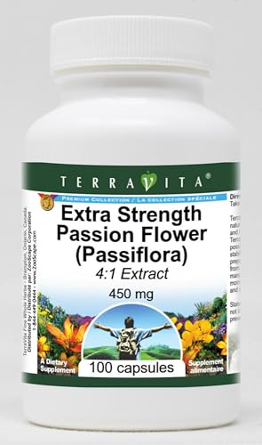 Extra Strength Passion Flower (Passiflora) 4:1 Extract - 450 mg (100 Capsules, ZIN: 511269)