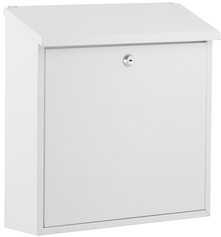 Burg-Wachter MB03WR Briefkasten, Wandmontage, verzinkter Stahl, abschließbar, wetterfest, 37 x 37 x 12 cm, Weiß