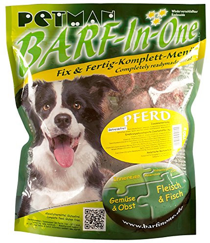petman Barf-in-One Pferd, 8 x 750g-Beutel, Tiefkühlfutter, gesunde, natürliche Ernährung für Hunde, Hundefutter, Barf, B.A.R.F.