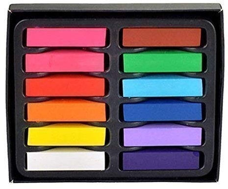 Trimming Shop Temporary Hair Chalk Set - 12pcs Non-Toxic Pastel Hair Color for Halloween Makeup, Birthday, Salon - Washable Hair Dye, Pack of 1