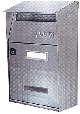 ALUBOX Außenbriefkasten 32,5x22x11 cm Mit Obendach Frontentnahme Briefkasten Format (grün)