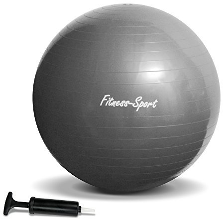 JOM Car Parts & Car Hifi GmbH 127165 Gymnastikball, Sitzball für Fitness und Sport bis 300 kg, mit Pumpe, Größe S, 65 cm, silbergrau