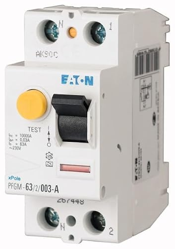 EATON INTERRUPTEUR DIFFERENTIEL - Blanc - MANETTE NOIRE - 2 POLES / 40 A / 30 MA - TYPE AC - Raccordement à vis 264280 (PFGM-40/2/003)