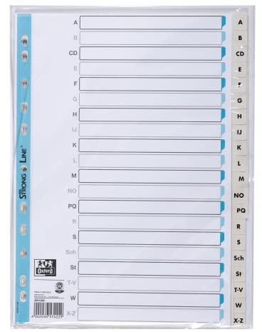 Elba 400012088 Tauenpapier-Register für Karton Ringbuch Ordner Ring-Mappe Hefter blauer Engel, DIN A4 A-Z 20-teilig hellgrau