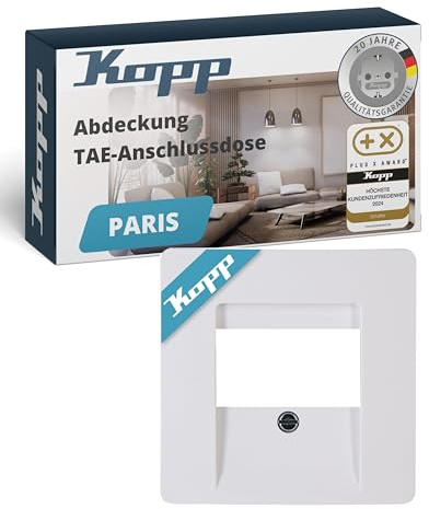 Kopp Paris TAE-lock för TAE-uttag, för 1-3 anslutningar och för 2-vägs USB-uttag, IP20, arktiskt vitt, 326002187
