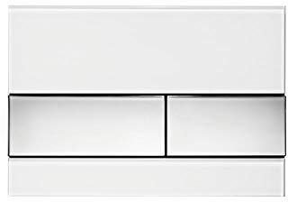 TECE 9.240.802 Square Betätigungsplatte für WC (Glas weiß, Tasten Chrom glänzend, Zweimengentechnik, bedienbar von Oben und vorne) 9240802