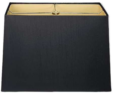 Royal Designs, Inc. HB-613-14BLK Rectangle Hardback Lamp Shade, (6 x 12) x (8 x 14) x 10, Black with Gold
