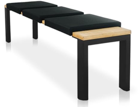 Lycce Bankauflage Klemmkissen 2 Leisten, Sitzkissen Kunstleder schwarz, Banktiefe 40 cm