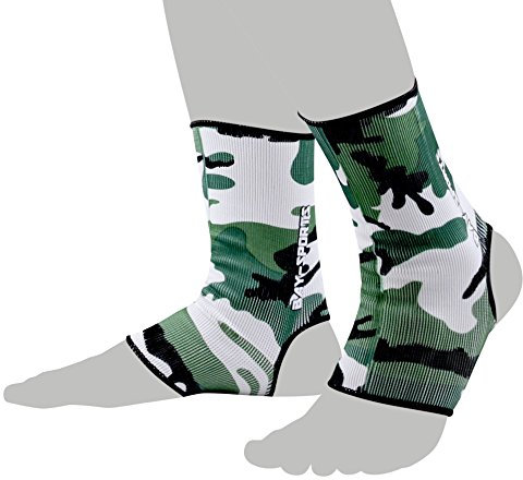 BAY Sports Camouflage 2X elastische Fußbandagen (grün schwarzL) Fußgelenkbandagen 1 Paar
