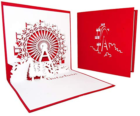 Pop-Up Karte Riesenrad 3D Karte als Einladung, Gutschein Kirmes, Einladungskarte & Geburtstagskarte