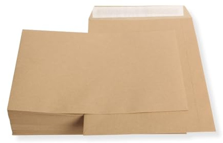 100 Stück Versandtaschen Briefumschläge B4 braun selbstklebend ohne Fenster 353x250 mm SK