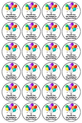 30 x Thank You for Coming to my Party Personalised 1.5 (3.8cm) PRE-CUT PREMIUM RICE PAPER Edible Cake Toppers