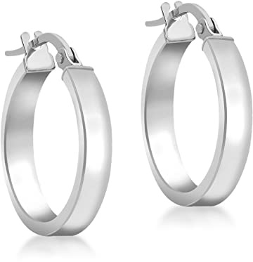 Carissima Gold 9ct Gold 23mm Polished Rectangular Tube Creole Hinged Post Earrings
