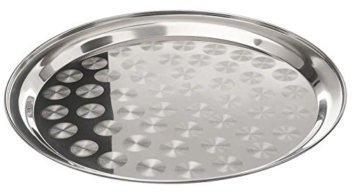 CONCEPT4U® Stainless Steel Round 35cm Serving Food Dish Thali Indian Balti Dinner Plate Party Restaurant Bar Waiters Cocktail Drink Mess Tray