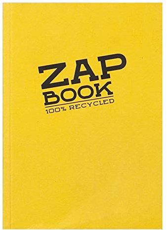 Clairefontaine 3356C Carnet Encollé Zap Book - 160 Feuilles Papier Croquis 100% Recyclé - A6 10,5x14,8 cm 80g - Couleur de Couverture Aléatoire (4 coloris vifs possible)