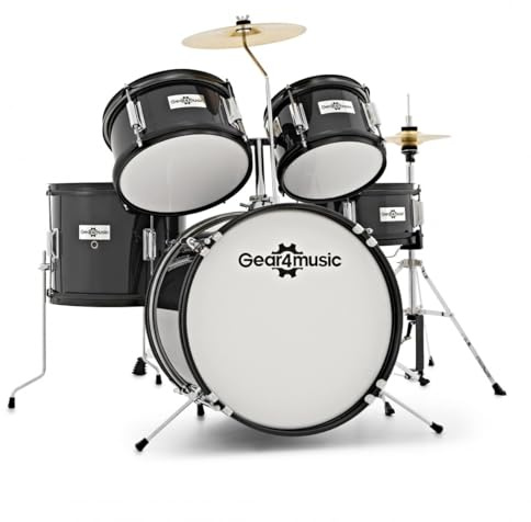 Junior 5 Piece Drum Kit by Gear4music, Black