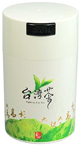 Tightpac America, Inc. Teavac 6-Ounce Vacuum Sealed Tea Storage Container, White Cap and Body/Green Tea Sign