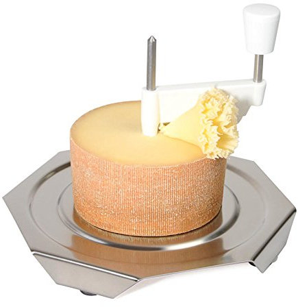 TETE DE MOINE KOMPLETT-Set Profi FLEUROLLE Edelstahl KÄSEHOBEL Choc O ROLLES/Roulette - SPÜLMASCHINENFEST + HAUBE + KÄSE (Reserve-halber Laib)