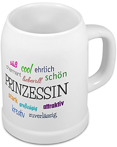 digital print Bierkrug mit Namen Prinzessin - Motiv Positive Eigenschaften - Namenstasse, Becher, Maßkrug, Humpen