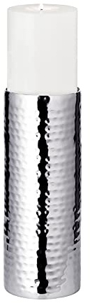 EDZARD Kerzenhalter Agadir (H 25 cm, Ø 8,5 cm), Edelstahl, Stumpenkerzen | Kerzenständer für Stumpenkerzen Ø 8 cm · Bodenkerzenständer und Säulenkerzenhalter · Kerzenständer rund in Silber
