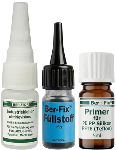 Ber-Fix Primer-Füllstoff Set 10g + 15g + 5ml PE PP Schweißnaht 10g + 15g | Primer-Füllstoff Set 10g + 15g + 5ml PE PP Schweißnaht 10g + 15g + 5ml: Primer-Füllstoff-System für PE
