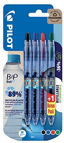 Pilot Pen 2719B4 - Gelschreiber B2P, schwarz, rot, blau und grün, 4er Etui