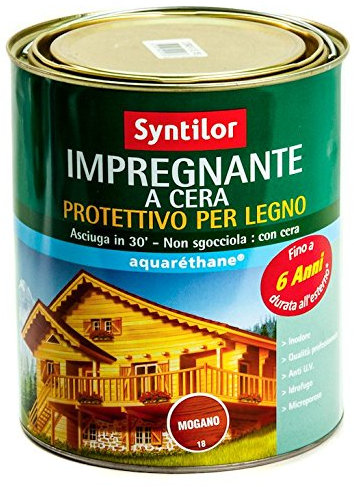 Syntilor IMPREGNANTE Legno Cera Acqua Tenuta Estrema 6 Anni 0,5 L WENGE'