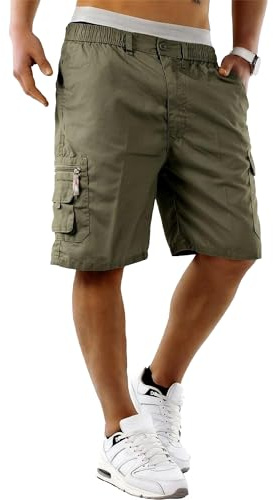 MENS casual cool smart multi pocket cargo shorts mens new size S M L XL XXL 3XL (large 35 - 36 waist, Khaki)