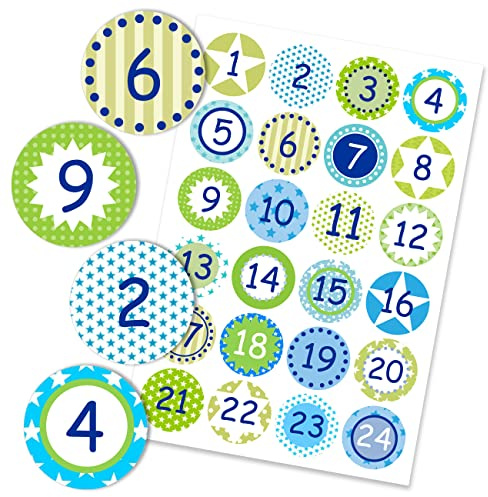 Papierdrachen 24 Adventskalender Zahlenaufkleber - Nr. 13 - Sticker 4 cm - zum Basteln und Dekorieren