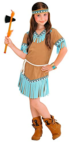 W WIDMANN MILANO Party Fashion - Kinderkostüm Indianerin, Kleid, Wilder Westen, Häuptlingstochter, Faschingskostüme