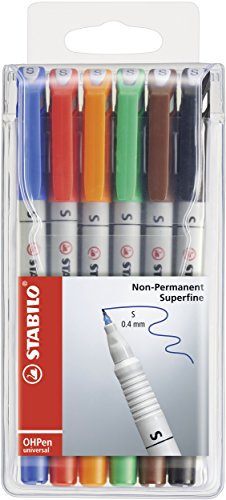 STABILO - Folienstift - OHPen universal - wasserlöslich superfein - 6er Pack - mit 6 verschiedenen Farben
