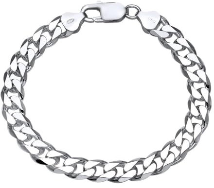 JEWLIX Herren 925 Sterling Silber Panzerkette Armband, 8mm Breit, Hochglanz, Karabiner, 21cm
