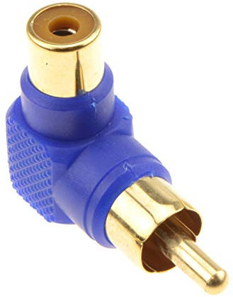 kenable Right Angled RCA Phono Adapter Blue Audio Plug to Socket Gold Plated