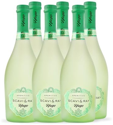 SCAVI & RAY Hugo Aperitivo – 6 x 0,75l italienischer Prosecco Cocktail mit Holunderblüte & Minze, erfrischend süß und spritzig, 5,5% Vol. Alkohol – der Begleiter für gesellige Runden oder als Aperitif