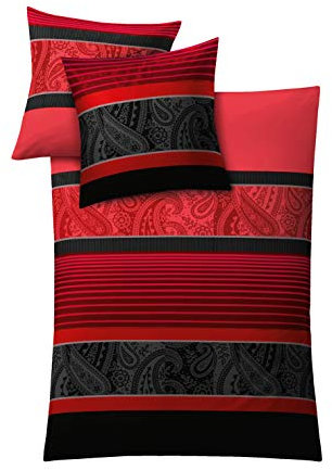 Kleine Wolke 6162453952 Bettwäsche Cambridge, Maße: 135 x 200 cm und 80 x 80 cm, Farbe: Rubin