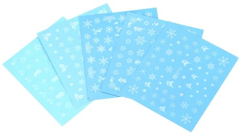 LUOEM Weihnachts-Nagelaufkleber 5 StüCk Schneeflocken Nail Art Sticker FüR FingernäGel Und ZehennäGel Selbstklebend Leicht Aufzutragen FüR Festliche Nageldekoration