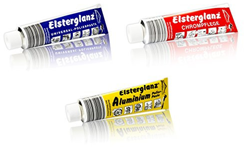hs24store Elsterglanz 3er Set 150ml XXL Tube Chrom,Universal,Aluminium Politur, Paste