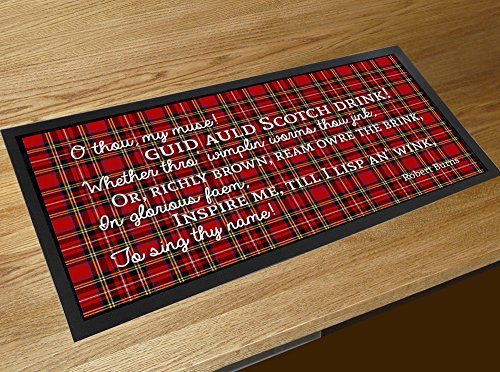 Artylicious Burns Night Scotch Whisky Boisson Poème Citation Tartan écossais Barre de chemin de tapis de Robert Burns
