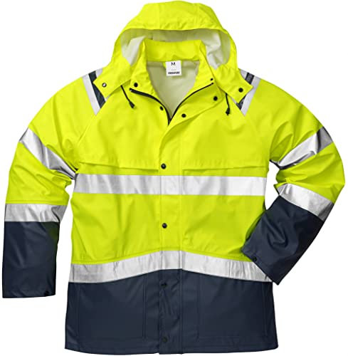 Fristads Warnschutz-Regenjacke Klasse 3 4624 Rs - Größe 2XL - Warnschutzgelb/Marineblau