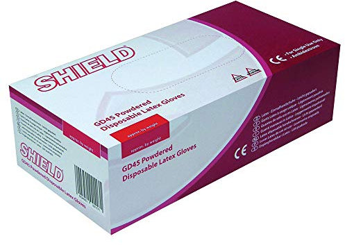 Generic Unisex Generic Shield Medium Disposable Latex Gloves White 100 Pack, White, Pack UK