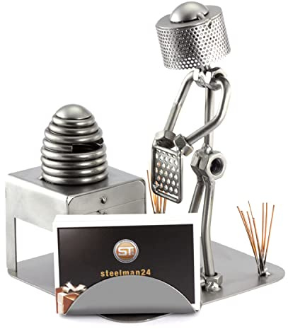 Steelman24 I Schraubenmännchen Imker Mit Visitenkartenhalter I Made in Germany I Handarbeit I Geschenkidee I Stahlfigur I Metallfigur I Metallmännchen