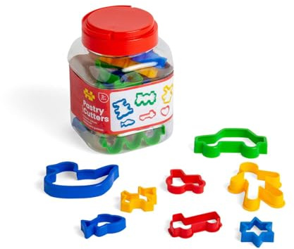 Bigjigs Toys Jar of 24 Pastry Cutters Cookie Cutter Baking Set for Children | 24 Cookie Cutter Shapes in Different Sizes & Colours, Easy to Clean, Stored in Large Jar, Age 3+