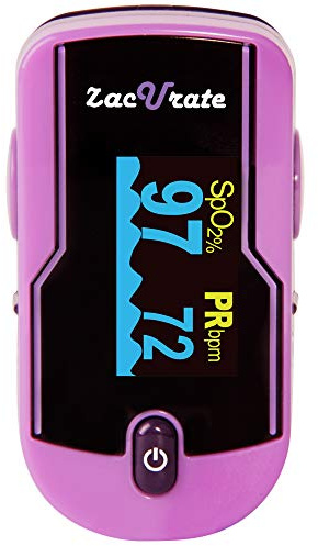 Zacurate 500E Premium Fingertip Pulse Oximeter Oximetry Blood Oxygen Saturation Monitor with Silicon Cover, Batteries and Lanyard (Mystic Purple)