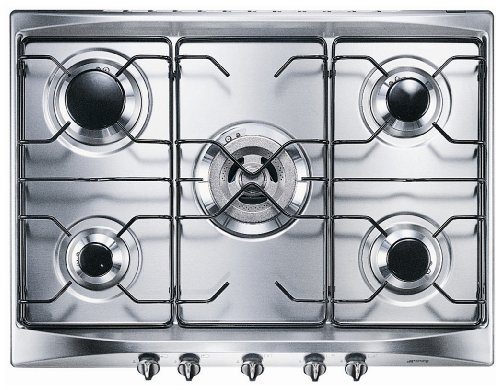 Smeg piano cottura se706sx3 70cm inox 5 fuochi, manopole silver, largo 70cm, inox