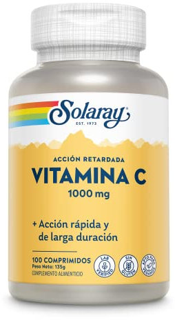 SOLARAY Vitamin C 1000mg | Con Escaramujo Y Acerola | Acción Retardada| Sin Gluten | Apto Para Veganos | Comprimidos, One size, Vanilla, 100 Unidad